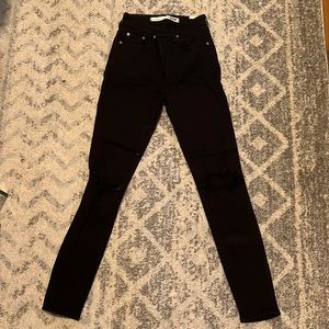 Lovers and friends high wasted black skinny jeans - ripped knees (the style) -26